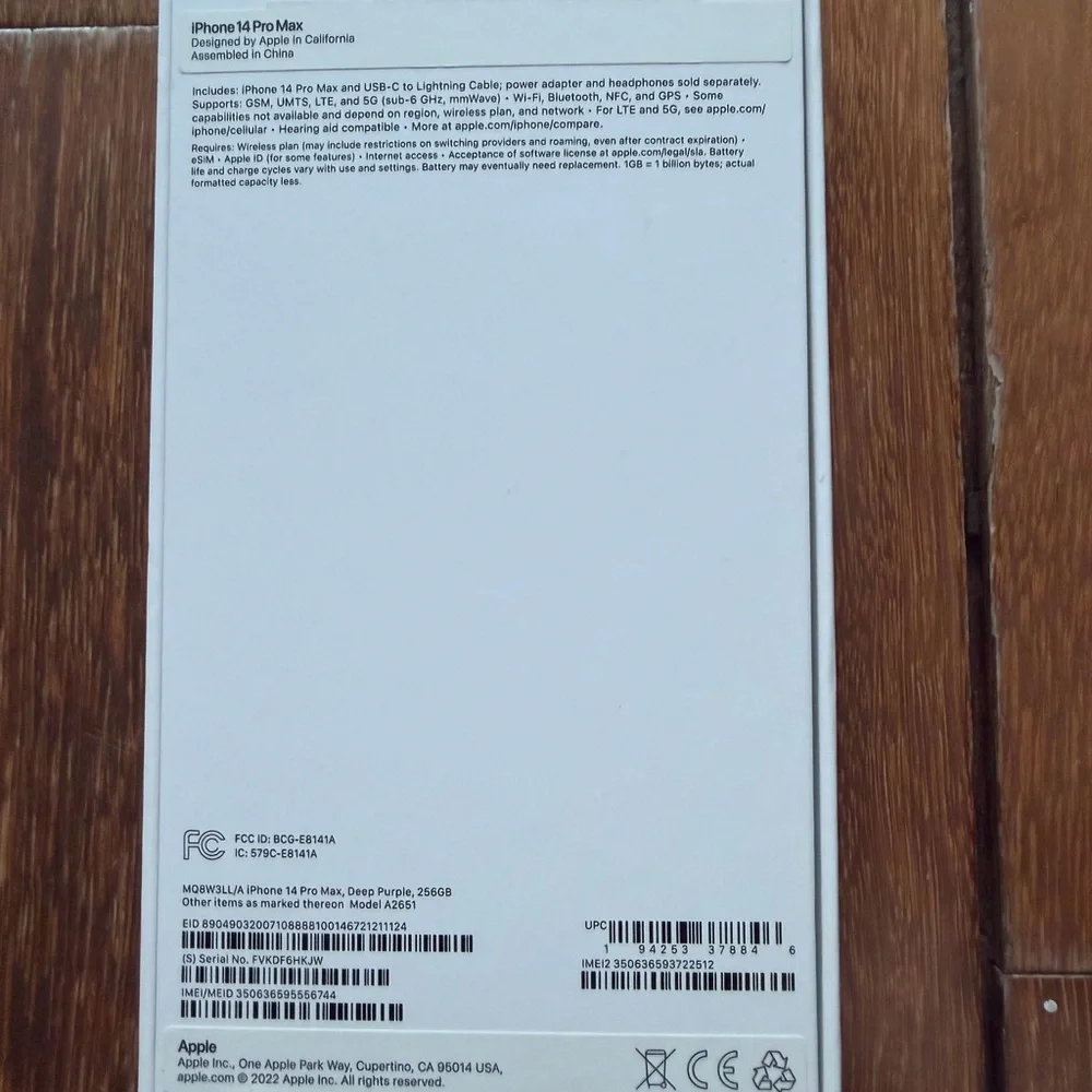Apple Smartphone iPhone 14 pro max empty box new